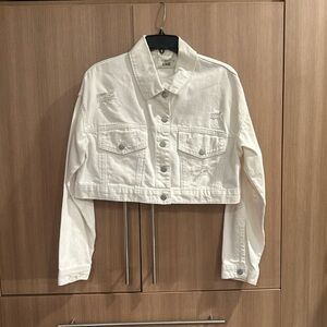 Women's White Cropped Jean Jacket